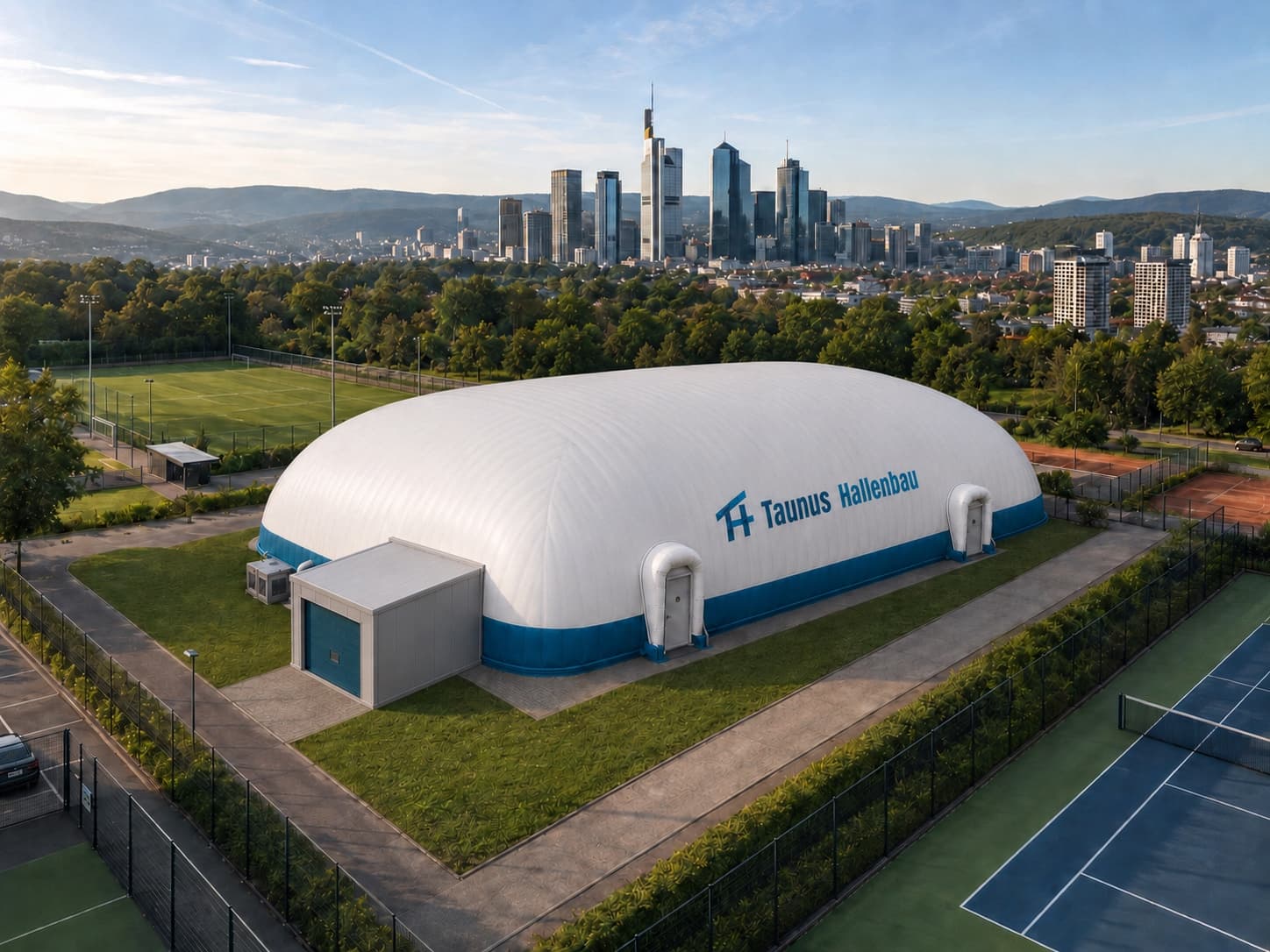 Traglufthalle als Interims-Schulsporthalle während einer Sanierung